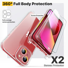 Load image into Gallery viewer, GOODVISH 3 in 1 Transparent iPhone 13 Case with Lanyard, with 2 pieces of Protective Film | 360° Protection- Camera and Screen
