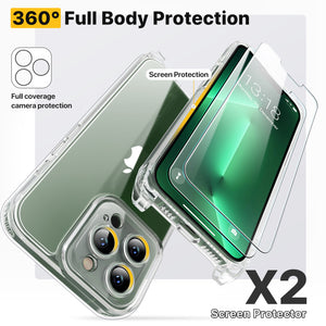 GOODVISH 3 in 1 Transparent Case with Lanyard for iPhone 13 Pro Max 6.7", with 2 pieces of Protective Film | 360° Protection- Camera and Screen