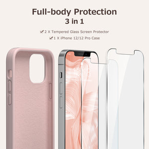 GOODVISH iPhone 12 /iPhone 12 Pro Case with 2 Screen Protector, Liquid Silicone Soft Case with Microfiber Lining Shockproof Full Protection Cover 6.1"