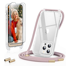 Load image into Gallery viewer, GOODVISH 3 in 1 Transparent Case with Lanyard for iPhone 13 Pro Max 6.7&quot;, with 2 pieces of Protective Film | 360° Protection- Camera and Screen
