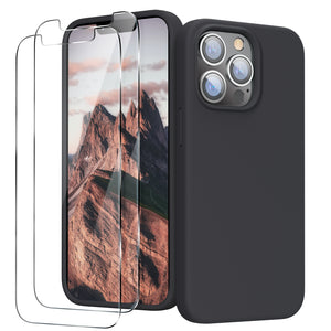 GOODVISH iPhone 13 Pro Max liquid silicone case 6.7" with 2 pieces screen protectors, shockproof protective cover