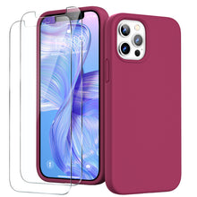 Load image into Gallery viewer, GOODVISH iPhone 12 /iPhone 12 Pro Case with 2 Screen Protector, Liquid Silicone Soft Case with Microfiber Lining Shockproof Full Protection Cover 6.1&quot;
