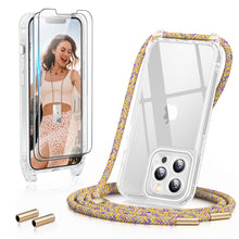 Load image into Gallery viewer, GOODVISH 3 in 1 Transparent iPhone 13 Pro 6.1&quot; Case with Lanyard, with 2 pieces of Protective Film | 360° Protection
