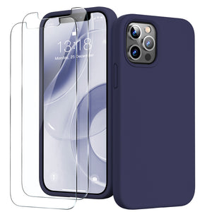 GOODVISH iPhone 12 Pro Max Case with 2 Screen Protector, Liquid Silicone Soft Case with Microfiber Lining Shockproof Full Protection Cover 6.7"