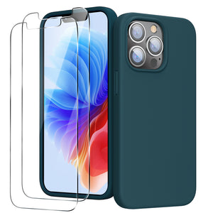 GOODVISH iPhone 13 Pro silicone case 6.1" with 2 pieces protective film,  shockproof protective cover