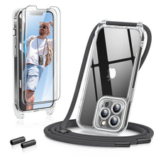 Load image into Gallery viewer, GOODVISH 3 in 1 Transparent Case with Lanyard for iPhone 13 Pro Max 6.7&quot;, with 2 pieces of Protective Film | 360° Protection- Camera and Screen
