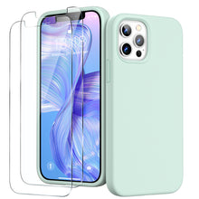 Load image into Gallery viewer, GOODVISH iPhone 12 /iPhone 12 Pro Case with 2 Screen Protector, Liquid Silicone Soft Case with Microfiber Lining Shockproof Full Protection Cover 6.1&quot;
