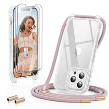 Load image into Gallery viewer, GOODVISH 3 in 1 Transparent iPhone 13 Pro 6.1&quot; Case with Lanyard, with 2 pieces of Protective Film | 360° Protection
