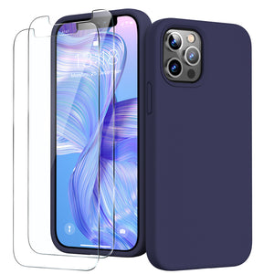 GOODVISH iPhone 12 /iPhone 12 Pro Case with 2 Screen Protector, Liquid Silicone Soft Case with Microfiber Lining Shockproof Full Protection Cover 6.1"