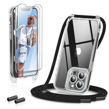 Load image into Gallery viewer, GOODVISH 3 in 1 Transparent Case with Lanyard for iPhone 13 Pro Max 6.7&quot;, with 2 pieces of Protective Film | 360° Protection- Camera and Screen
