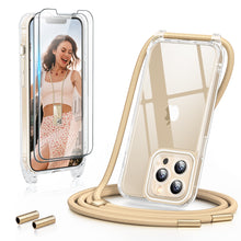 Load image into Gallery viewer, GOODVISH 3 in 1 Transparent iPhone 13 Pro 6.1&quot; Case with Lanyard, with 2 pieces of Protective Film | 360° Protection
