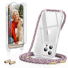 Load image into Gallery viewer, GOODVISH 3 in 1 Transparent Case with Lanyard for iPhone 13 Pro Max 6.7&quot;, with 2 pieces of Protective Film | 360° Protection- Camera and Screen
